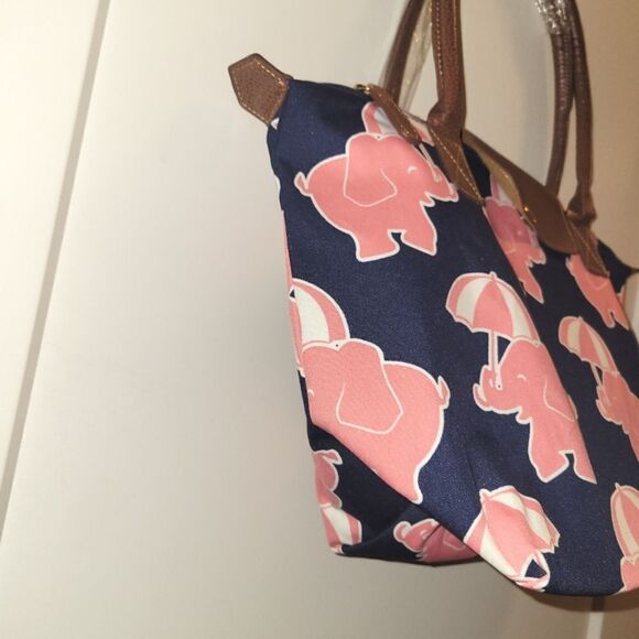 Simply Southern Canvas Tote Bag Blue Pink Elephant Beachy  NWT - Picture 6 of 6